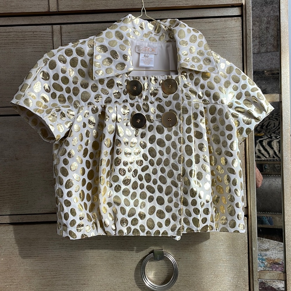 LaRok gold metallic crop blazer, size S, new